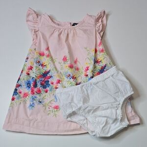GAP Light Pink Floral Baby Dress with Blue Floral Accents